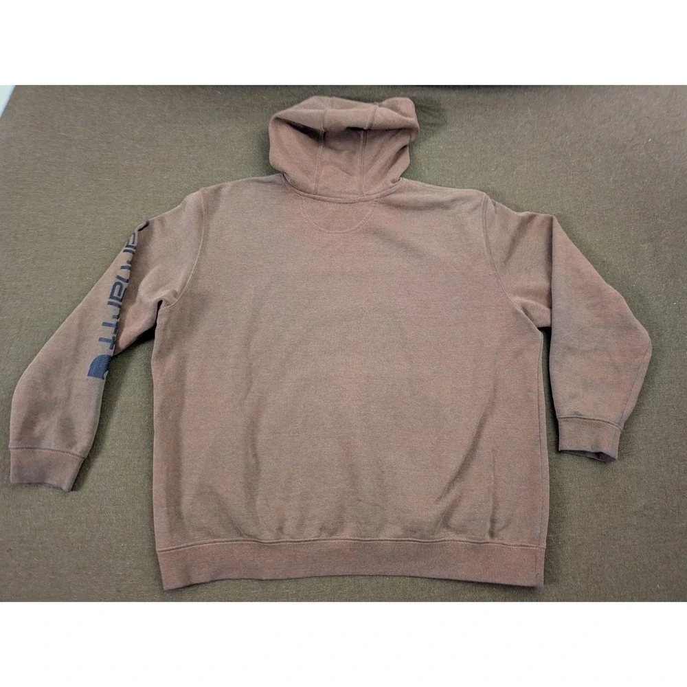 Carhartt Hoodie Mens XXL Brown Fleece Pullover Sweatshirt Kangaroo Pocket Faded‎